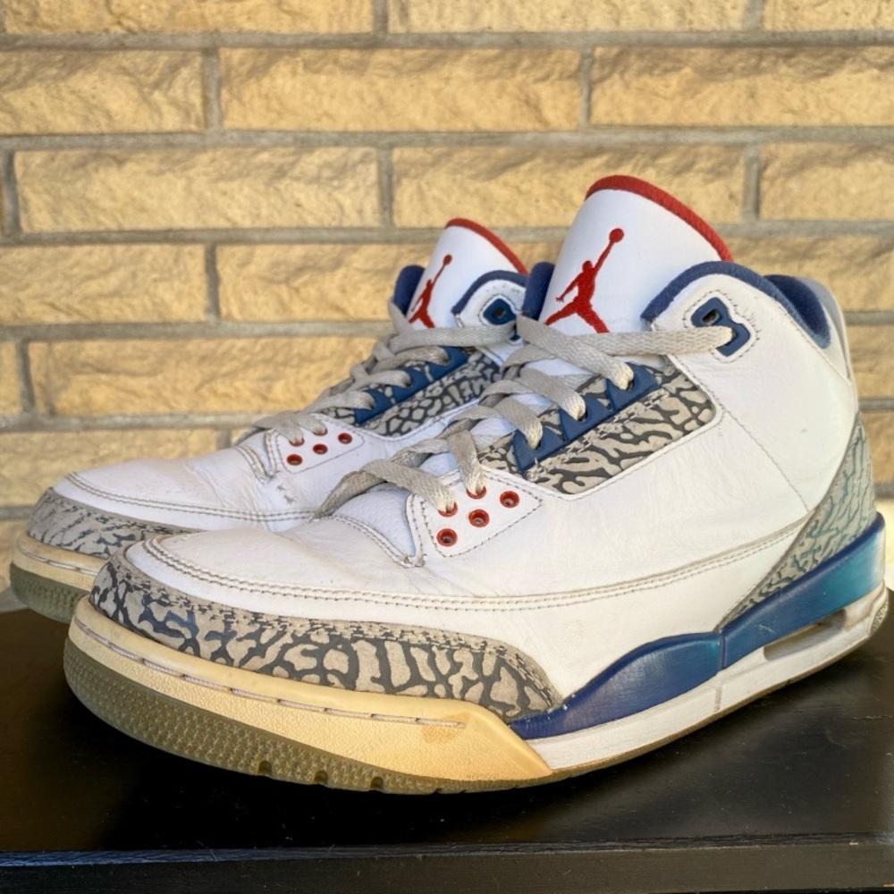 NIKE Air Jordan Retro 3 True Blue 2016 Hi-Top Sneakers